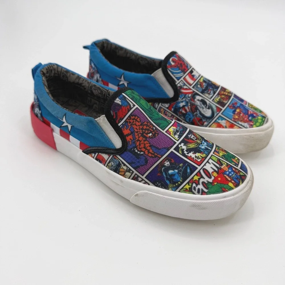 Marvel Ground Up Comic Book Pop‎ Art Superhero Slip-on Canvas Shoes Men Size 7